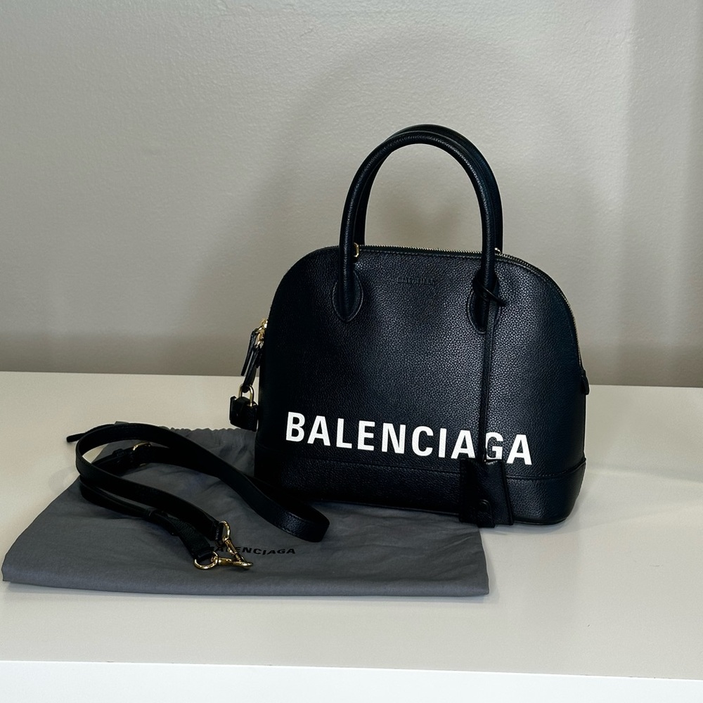 Ville Small Logo Calfskin Top-Handle Bag